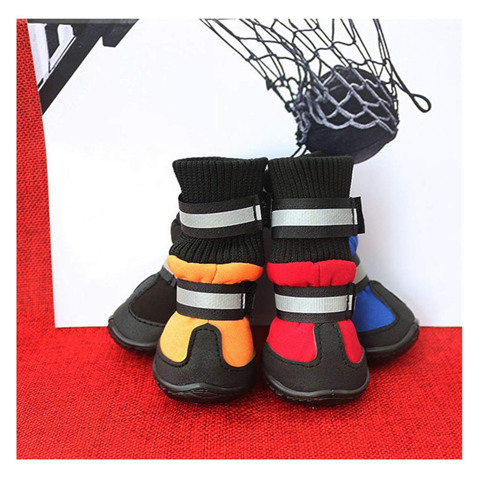 4 Teile/Satz wasserdichte rutschfeste Hund Schuhe für große Hunde Winter Schuh für Hund Schuhe Hund Pfote beschützer warme Hund Stiefel schwarz Hundeschuhe 871 (Color : Red, Size : L)