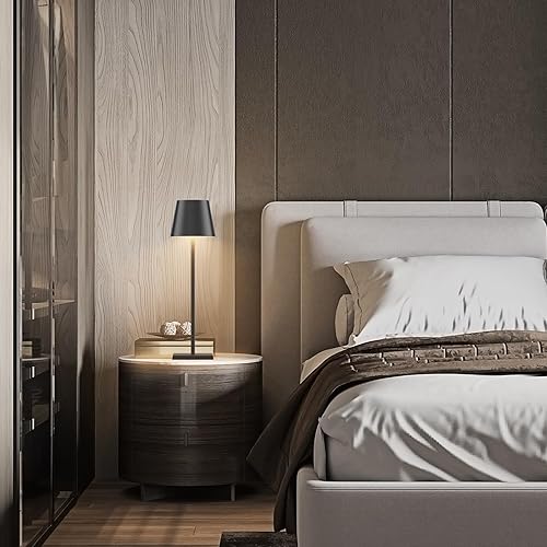 Vista 3 de 2-Pack LED Cordless Table Lamp, Rechargeable Battery Desk lamp 3W 5500mAh Battery Operated Stepless Dimming Modern Portable Table Light for