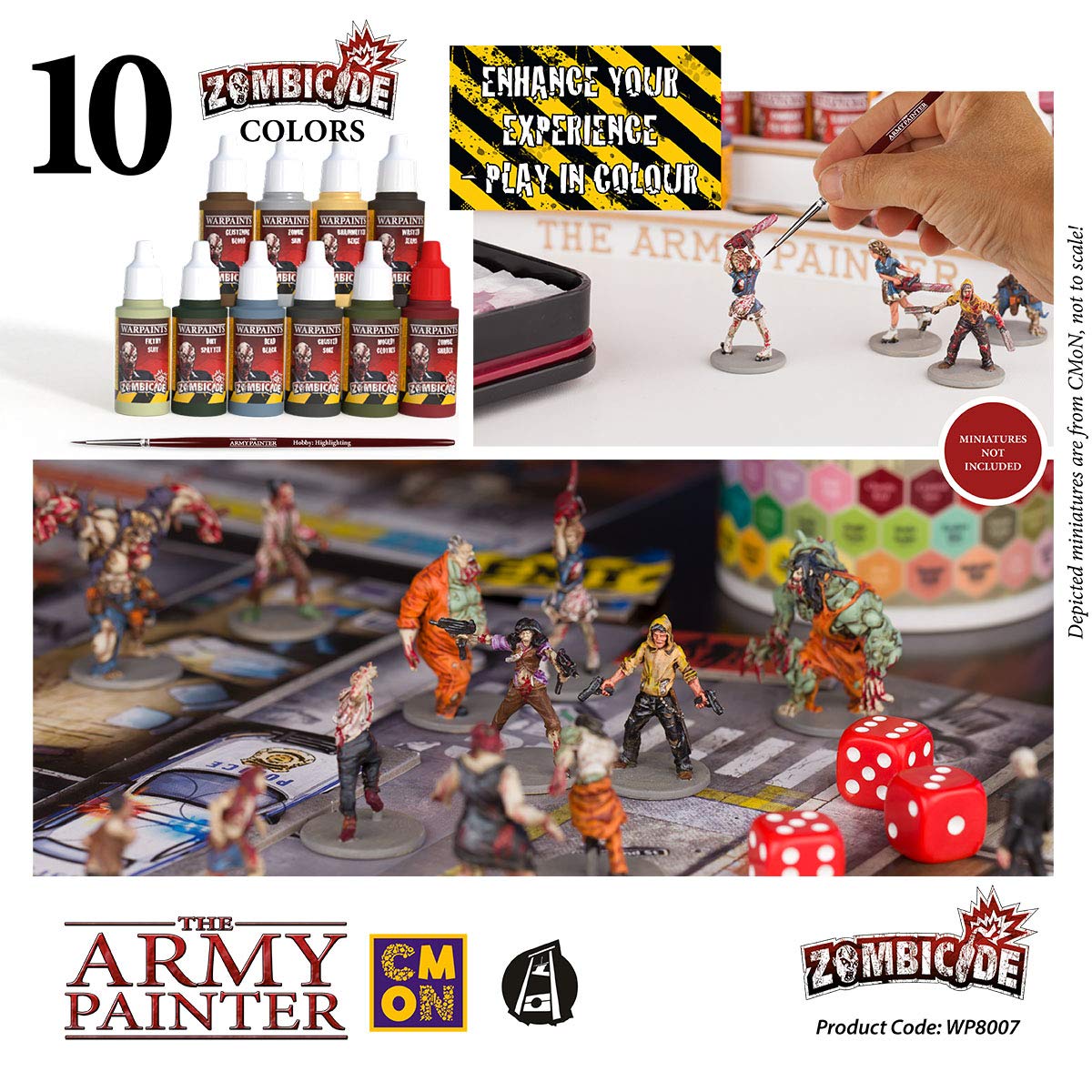 Warpaints Starter Paint Set with FREE Paintbrush Zombie Miniature Painting Set, 10 Dropper