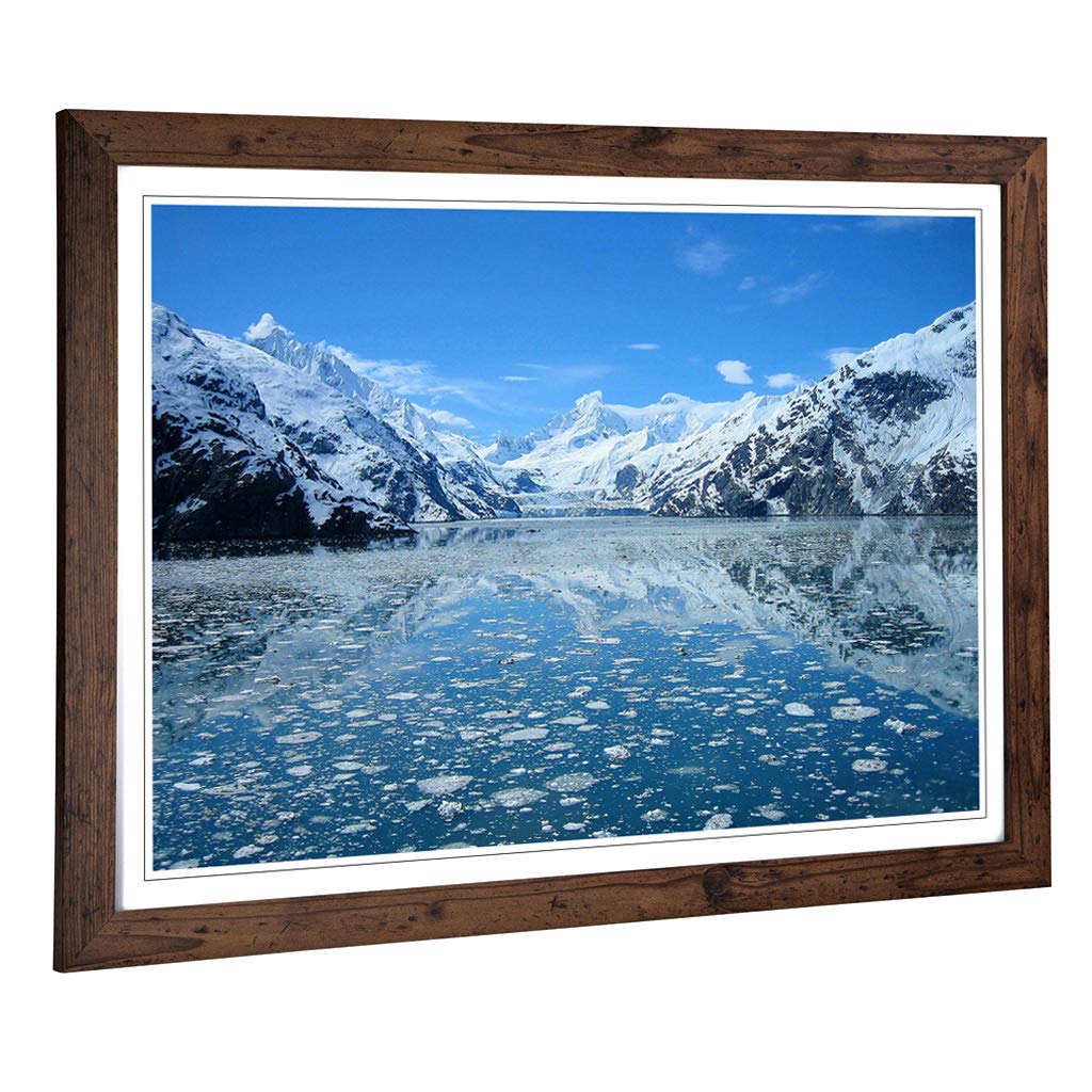 Big Box Art Framed Print of Landscape Glacier Bay Alaska USA Design | Wall Art Picture | Home Decor for Kitchen, Living Room, Bedroom, Hallway, Walnut, A2 / 24.5x18 Inch / 62x45cm