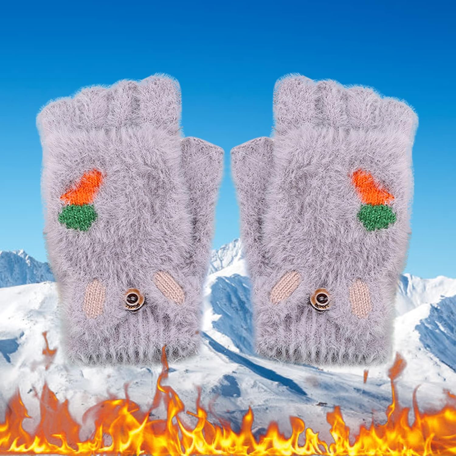 Women Gloves Kids Cat Fashion Warm Adults Belt Knitted Gloves Mobile Thick Screen Phone Printed Winter Women Gloves : Sports & Outdoors