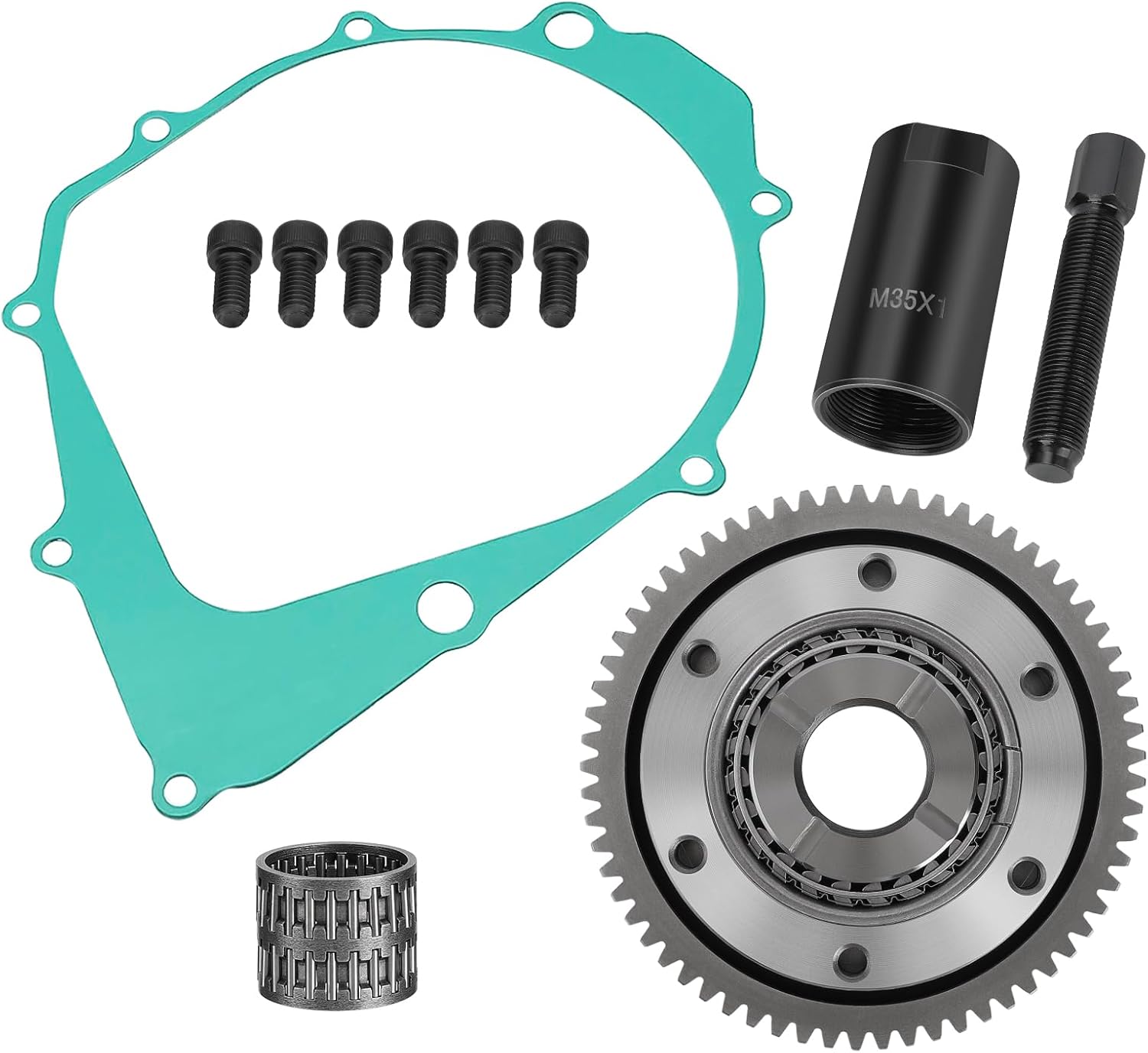 JAVIK Starter Starting Clutch One Way Gear Bearing Gasket Flywheel Puller Kit for Yamaha Warrior 350 Raptor 350 Big Bear 350 Kodiak 400 Moto-4 350