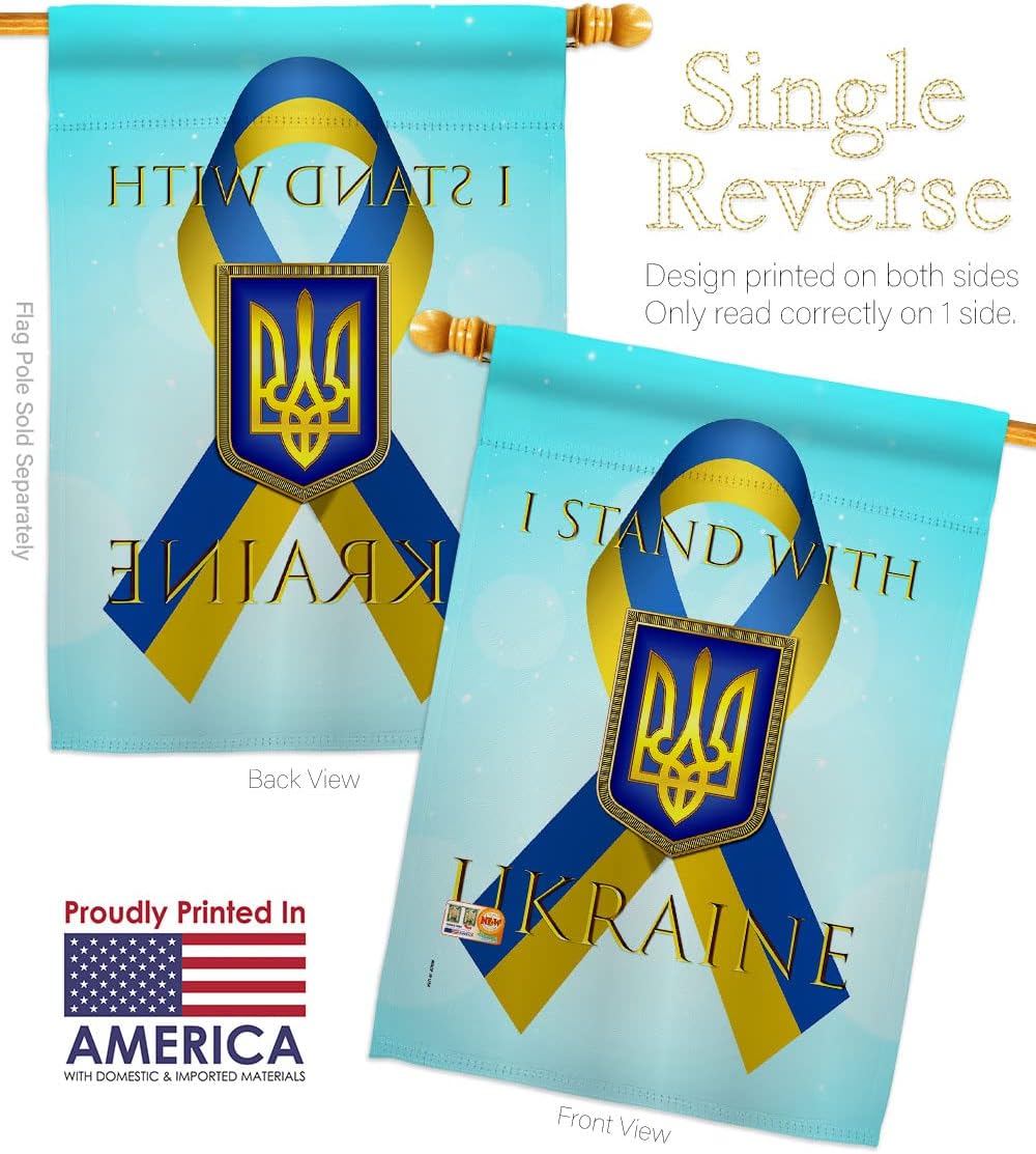 Stand with Ukraine House Flag Support Cause Small Decorative Gift Yard Banner Made In USA 28 X 40