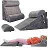 4PCS Adjustable Bed Wedge Pillow Sleeping Support Set 100% Memory Foam for Post Suregery Recovery, Back Neck Leg Pain Relief,Acid Reflux and GERD,Sitting Reading (Gray)