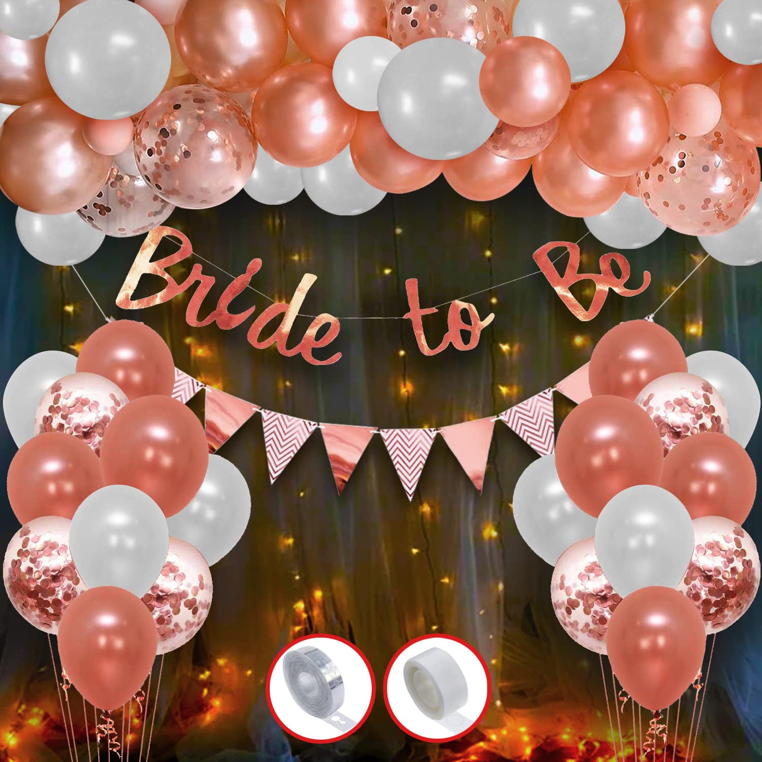 Party Propz Rose Gold Bride To Be Decoration-Pack Of 48 Pcs|Bride To Be Balloon,Bride To Be|Bride To Be Decoration Set|Bride To Be Decoration Set Combo Rose Gold|Bridal Shower Decorations Kit