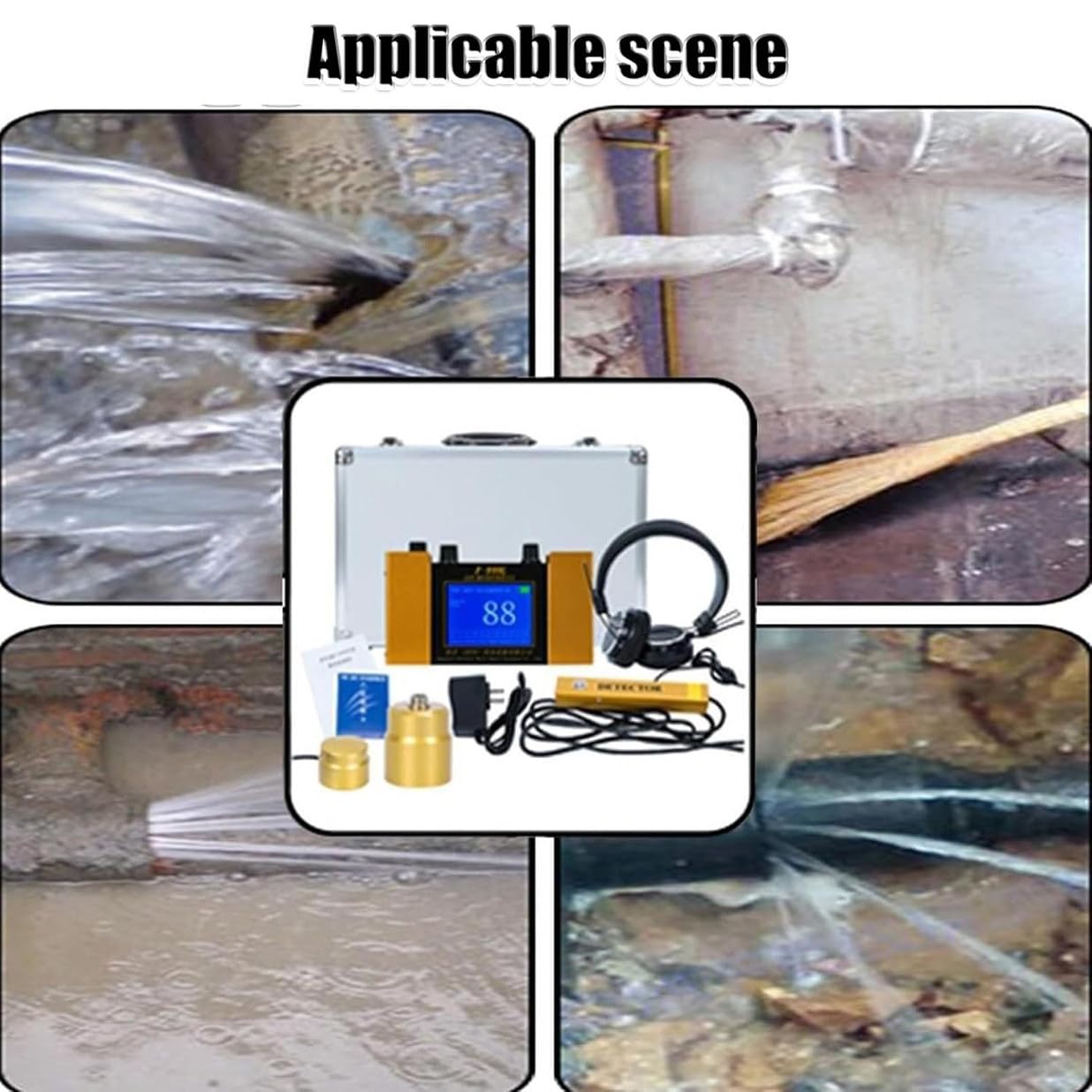 Detector de fugas de agua, sensor geófono eléctrico profesional para obras de construcción, sensor de fugas de tubería oculta subterráneo para una detección precisa