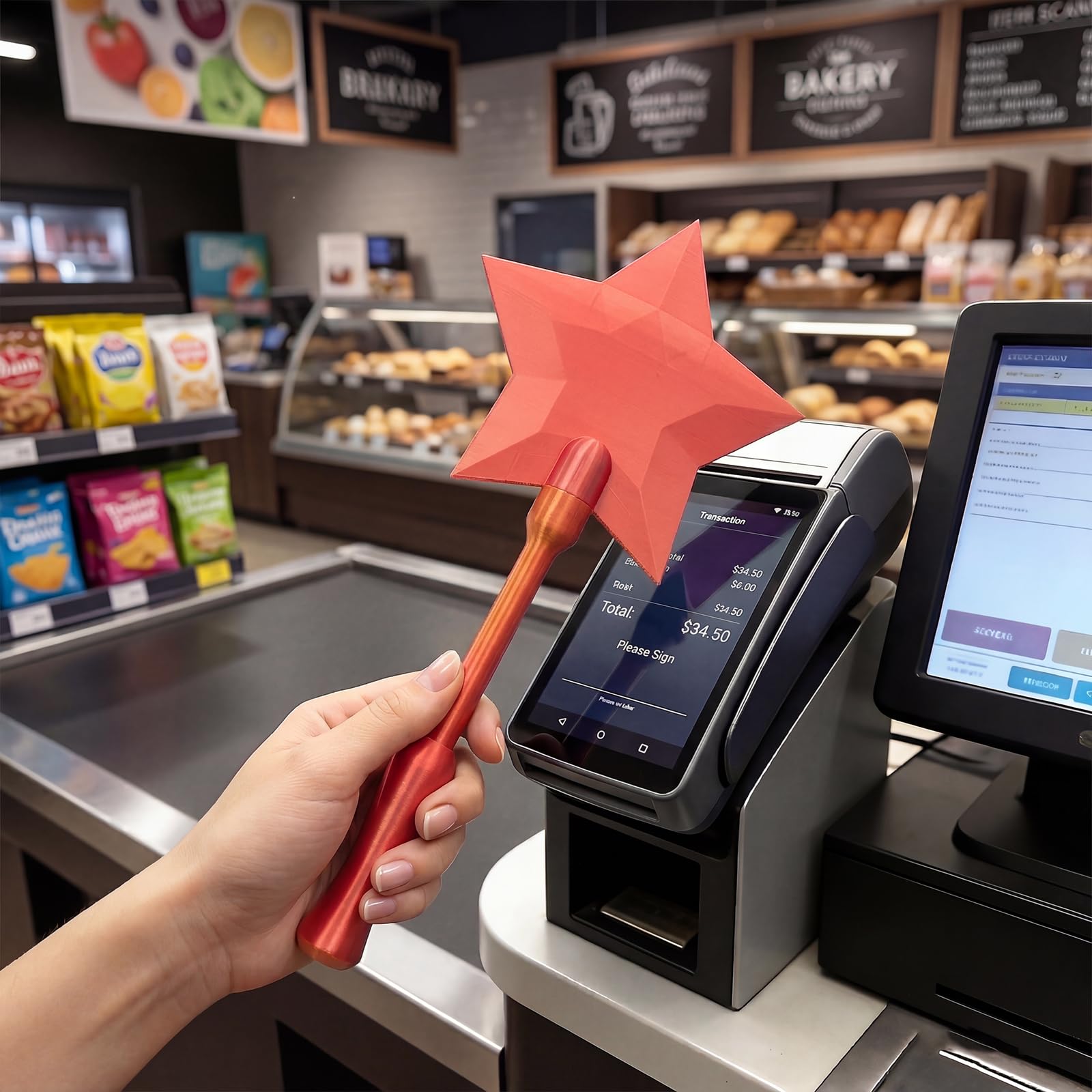 Wand Credit Card & Debit Card Holder-3D Printed Tap to Pay Contactless Payment Wand,Fairy Wand Credit Card Prank for Easy Checkout,Fun Present for Magic Lovers (Gold) — view 5