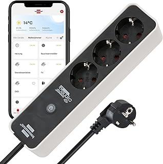 Brennenstuhl Connect Ecolor WLAN Steckdosenleiste, Intelligente Mehrfachsteckdose 3fach (2.4 GHz WiFi, kompatibel mit Alexa und Google Assistant, kostenfreie App, 1,5m Kabel) weiß/schwarz