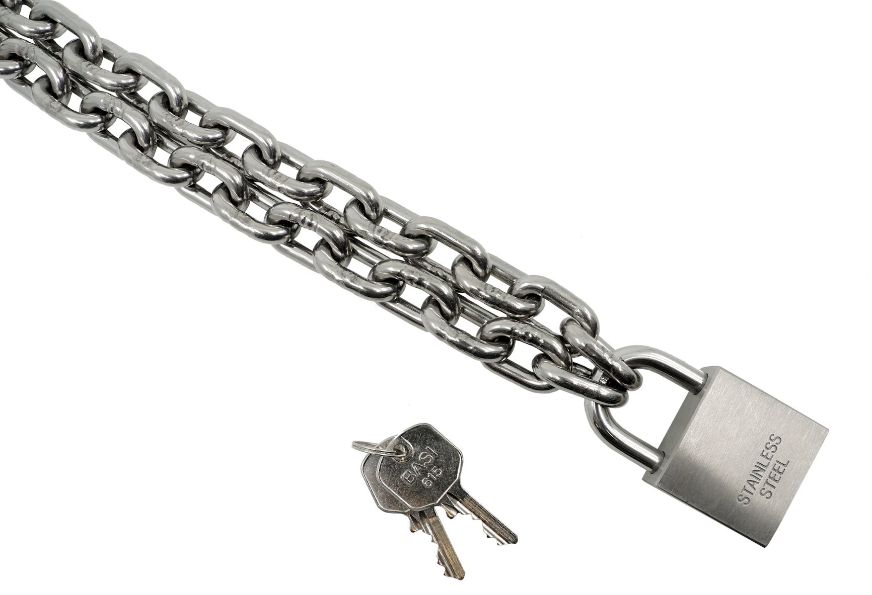 KAMERO Edelstahl V4A Kettenschloss mit Vorhängeschloss, 4mm 200cm | rostfrei