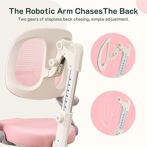 Miniatura 5 de Silla de escritorio ergonómica para niños con reposapiés y asiento ajustable en altura, multifuncional para estudio, trabajo y comedor, cojín cómodo