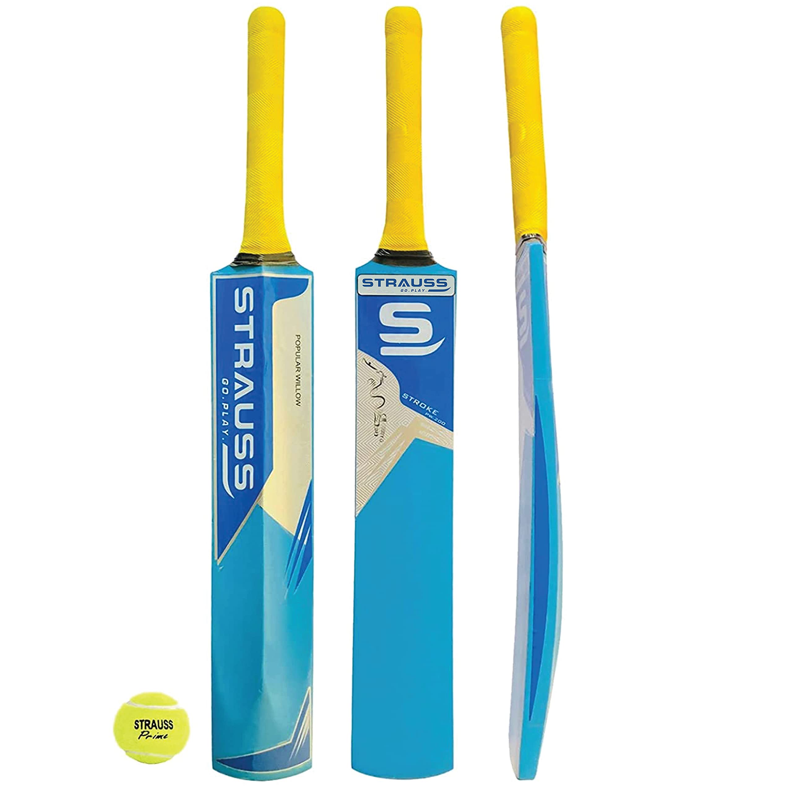 Strauss Cricket Bat | Edition: PW-200 | Popular Willow | Size: 5 | Color: Blue | 1 Bat + 1 Ball [Combo] | Tennis Cricket Bat | for Boys (B08BF9FLMX) Amazon Price History, Amazon Price Tracker