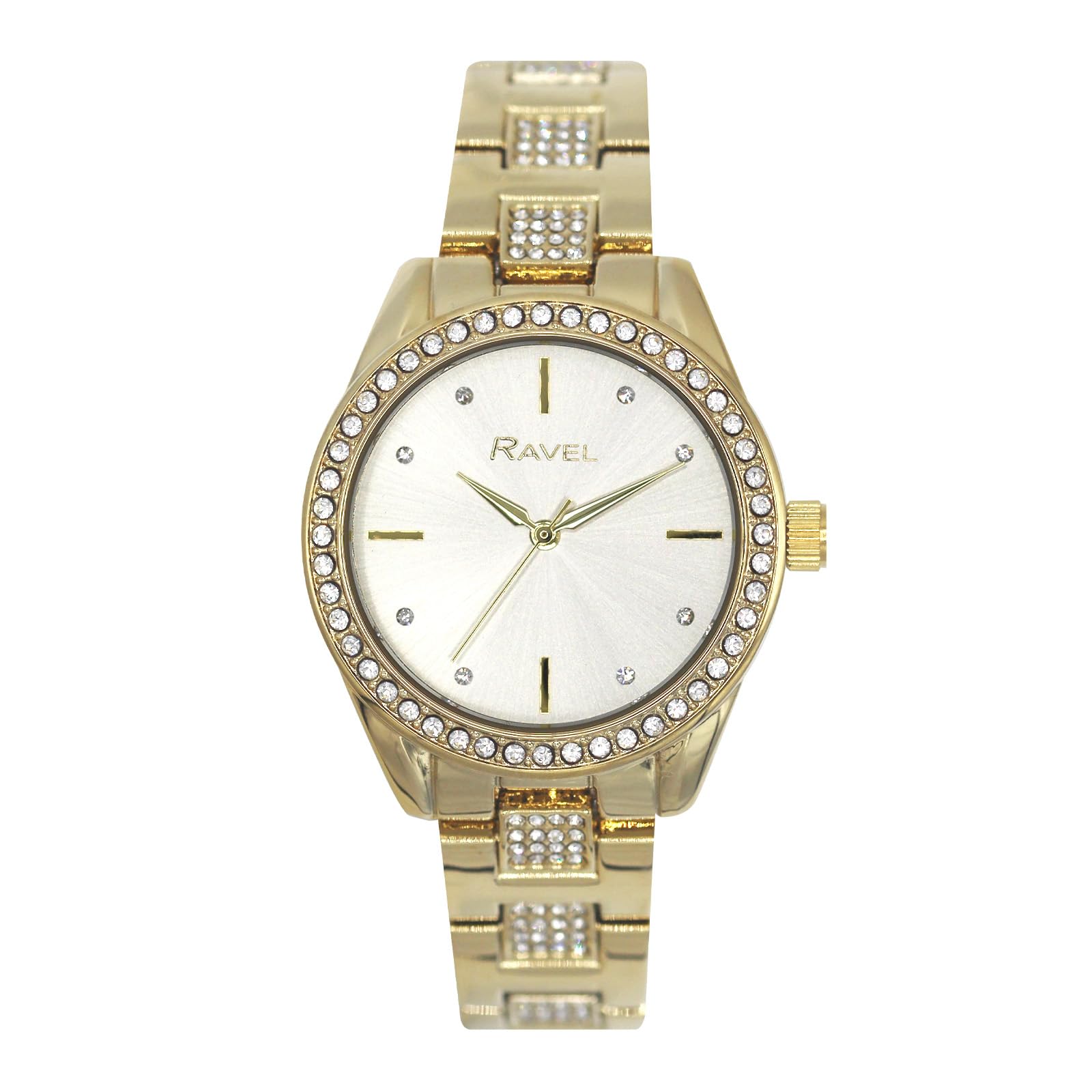 Ravel Plus - Damski 34 mm okrągły zestaw kamienny zegarek bransoletka - 3ATM - japoński analogowy kwarc - RPJ-004-006