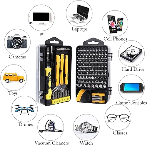 Miniatura 8 de Juego de destornilladores de precisión con estuche, 138 en 1, juego de destornilladores magnéticos pequeños con estuche para reparación de
