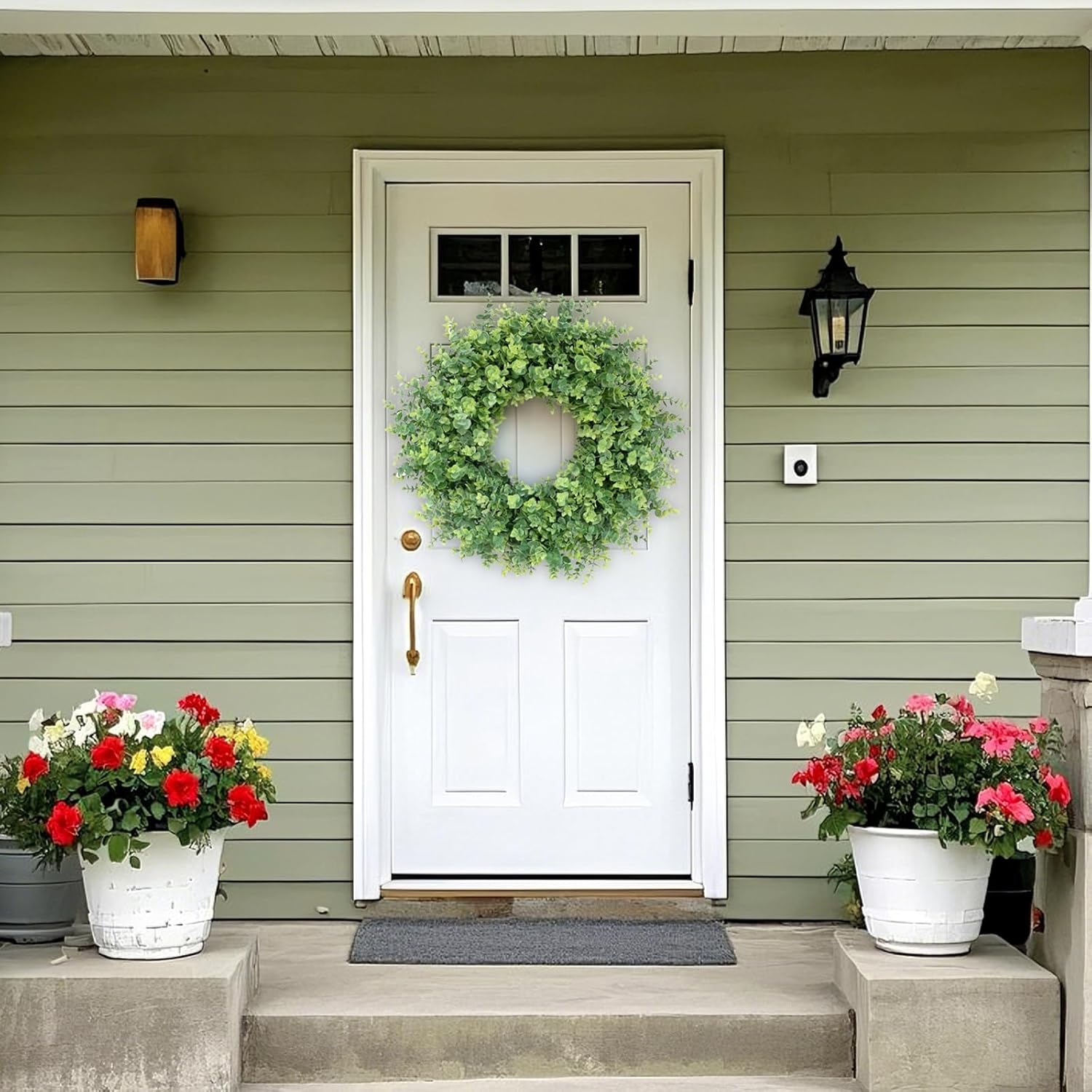 26" Boxwood Wreath for Front Door, Porch, Window - Large Artificial Boxwood Leaves Greenery Outdoor Wreath for Home, Farmhouse Decor - Spring, Summer, Fall, All Seasons (Green) - Image 8