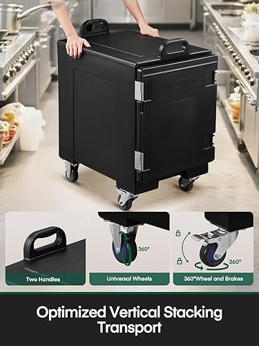 Miniatura 4 de Calentador de alimentos para catering con ruedas, 82 cuartos de galón aislado para alimentos, caja calentadora de alimentos LLDPE para 5 sartenes de