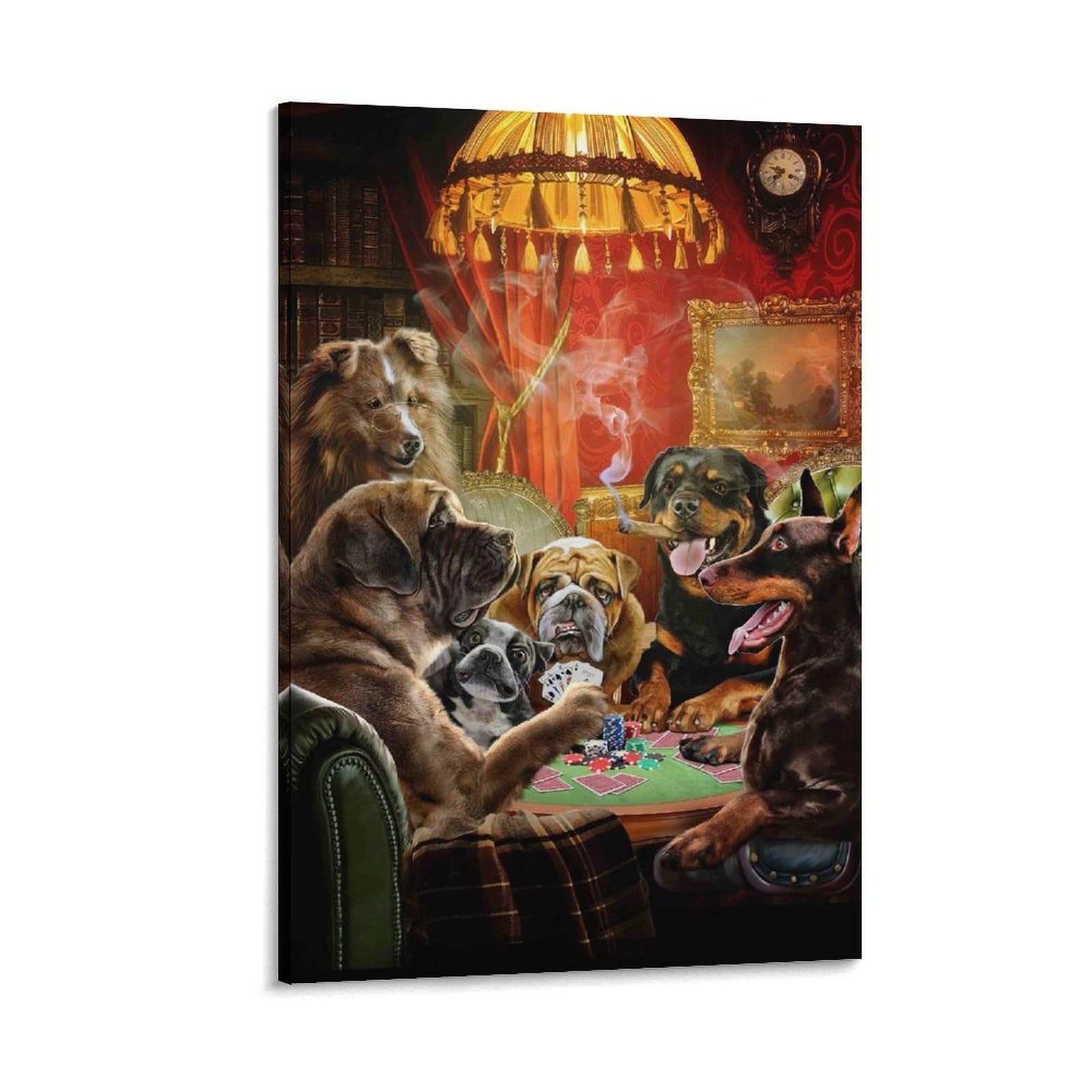 DHBANEIOK Dog Poker Game Poster Artwork Canvas Prints Picture Modern Canvas Wall Art Picture Wall Hanging for Bathroom Wall Decor 20x30inch(50x75cm)