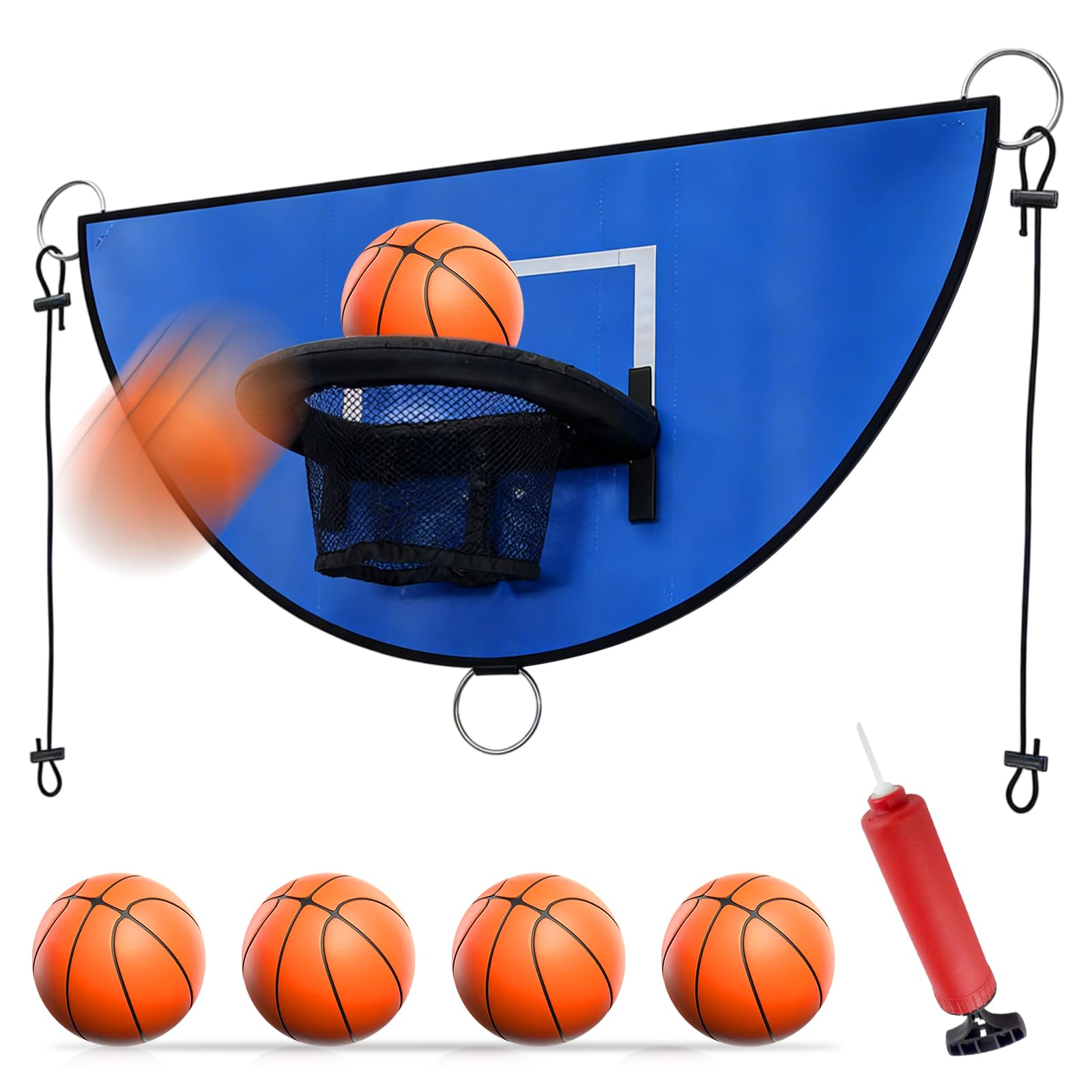 Trampolin Basketballkorb: Mini Basketballkorb mit 3 Mini Basketbällen, Basketball Set Trampolin Zubehör, Basketballkorb für Trampolin für IErwachsene Innen und Außenbereich, Blau