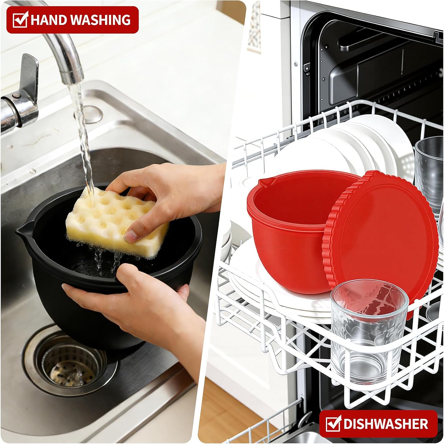 Silicone Bowl Liners for KitchenAid 5 Qt Tilt-Head Mixer, 3 Pack with Lids, No-Scratch Protection and Effortless Cleanup for Multi-Batch Prep, Precision-Fit Dishwasher Safe Silicone Insert