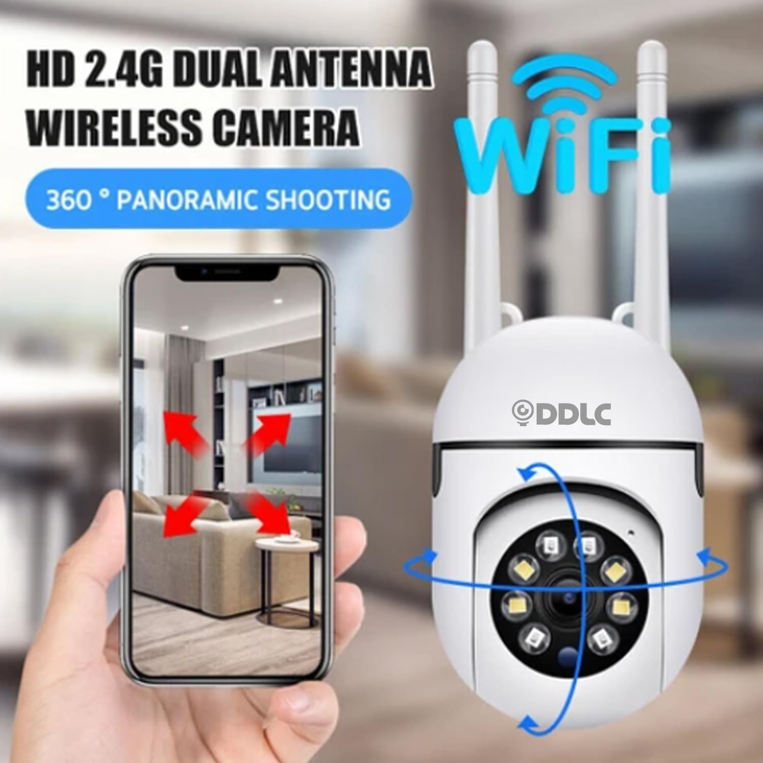 DDLC Full HD Wi-fi Wireless IP CCTV Security Camera Light Vision, Night Vision Remote Indoor 1080p V380 Pro App 360 Degree Watch Live Streaming Mini Dome PTZ Camera (mini ptz) 3