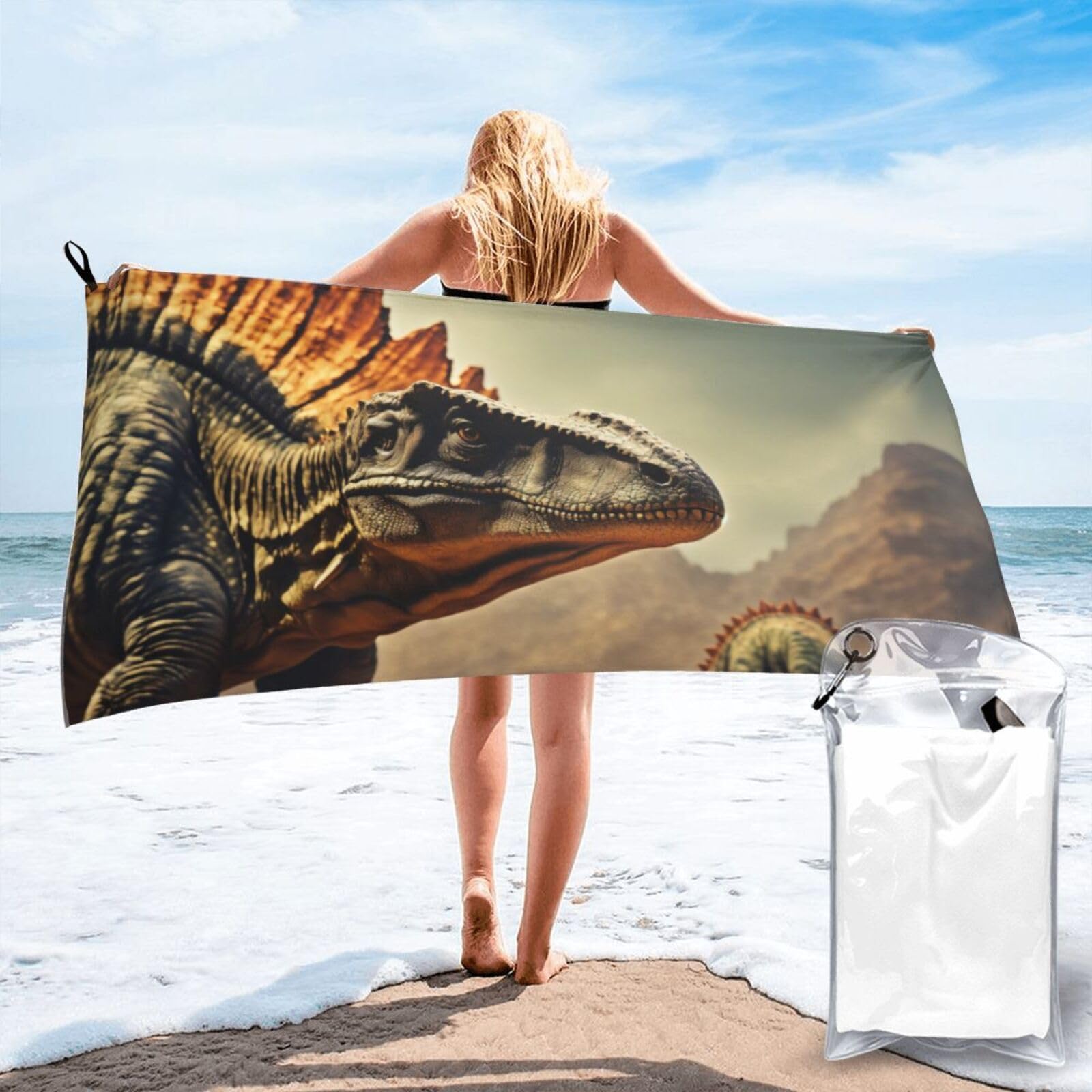pojknbv Dinosaur Print Travel Gym Towel For Beach Camping Hiking Yoga Lightweight Reusable Versatility