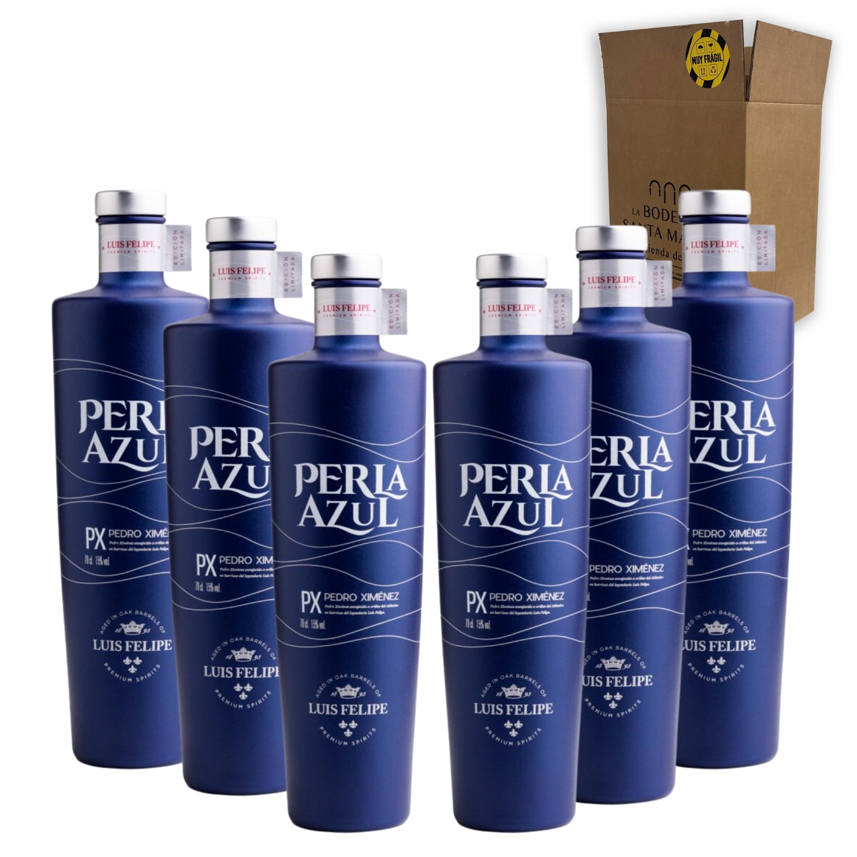 Perla Azul PX Luis Felipe - Celebra los momentos especiales con el licor perfecto Pack 6-70cl