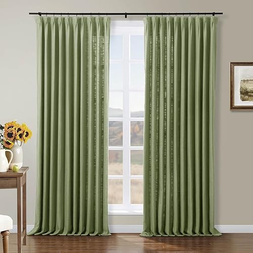 Miniatura 152 de Drapifytex Cortina plisada de lino sintético, cortina para oscurecer la habitación, 56 pulgadas de ancho x 96 pulgadas de largo, cortina de cobre 26