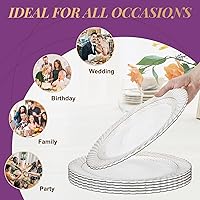 Vista 6 de Gifturbo Platos de carga blancos antiguos, cargadores redondos de 13 pulgadas para platos llanos, cargadores de platos florales de plástico