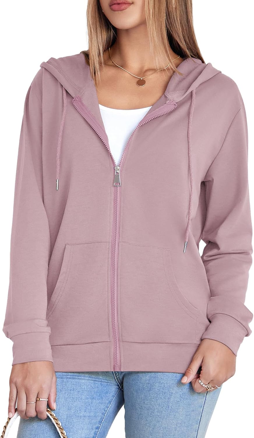 Witsmile Womens Zip Up Hoodies Long Sleeve Hooded Sweatshirts Y2K Fall Fashion Clothes Casual Trendy Jacket