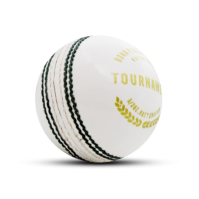 Heega Tournament White Leather Cricket Ball Hand-Stitched Four-Piece Water-Resistant, Durable & Swing-Optimized Excellent Bounce with Strong Seam Professional Tournament Ball (Pack of 1)