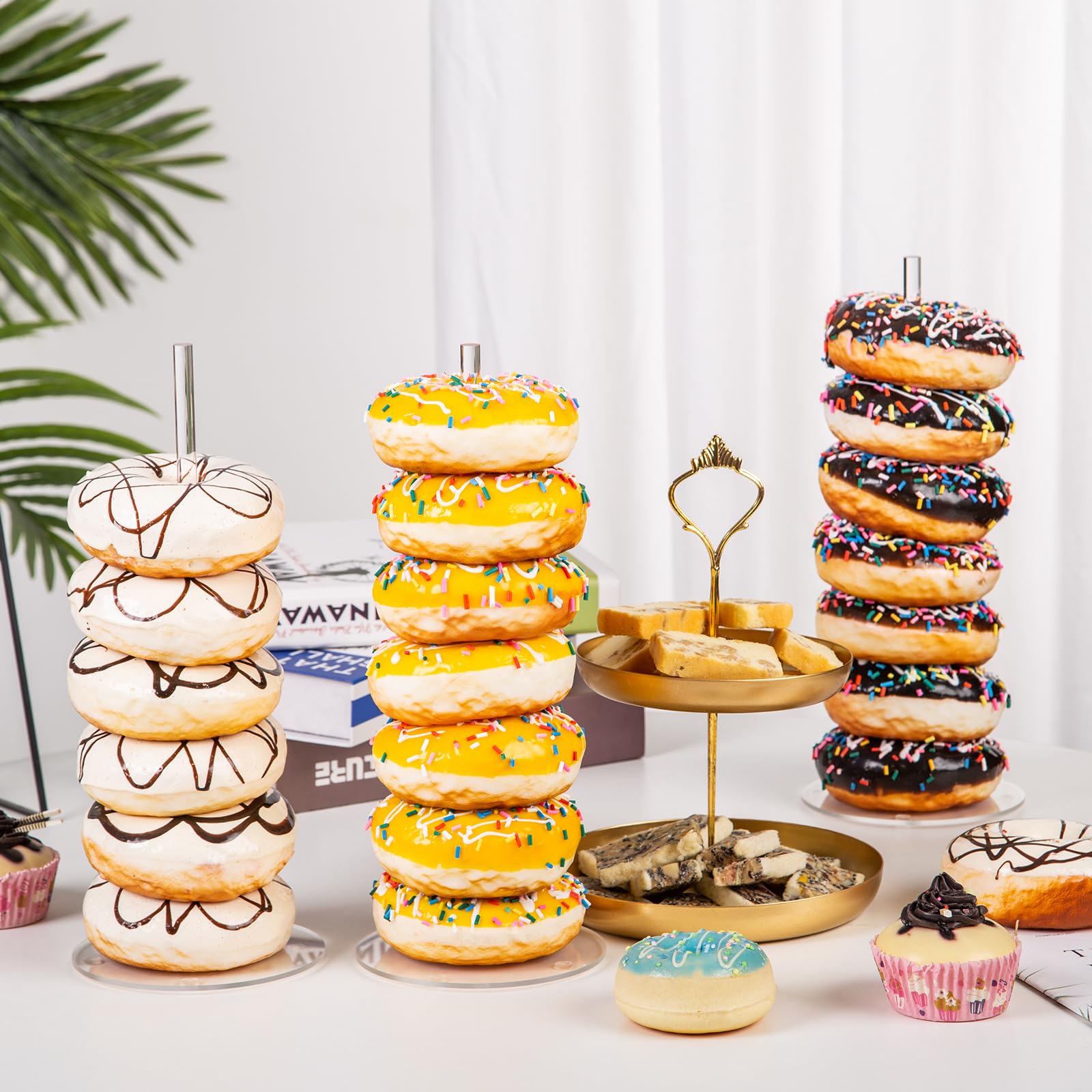 4 soportes de exhibición de donas de acrílico, soporte para mesa de postres para rosquillas, bagels y donuts, perfecto para fiestas, Navidad, cumpleaños y Año Nuevo 5