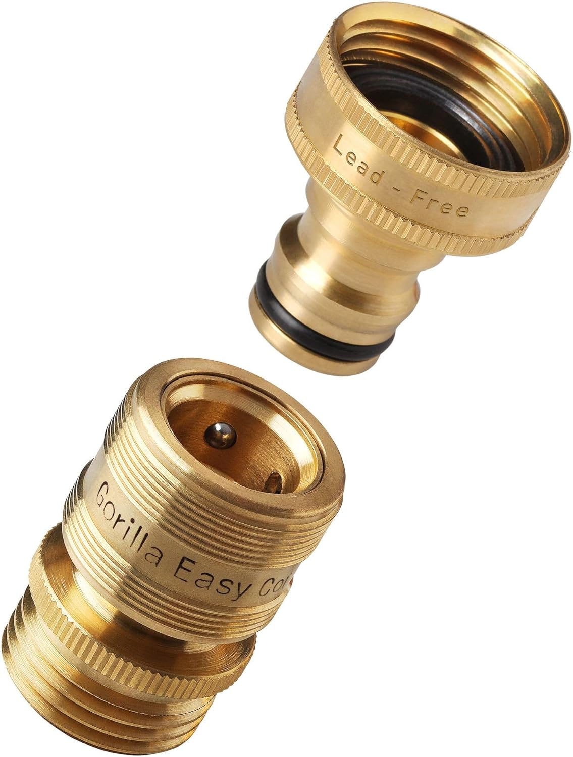 GORILLA EASY CONNECT Low Lead Locking Garden Hose Quick Connect Fittings ¾ Inch GHT Solid Brass Leak Proof to 200 PSI Heavy Duty