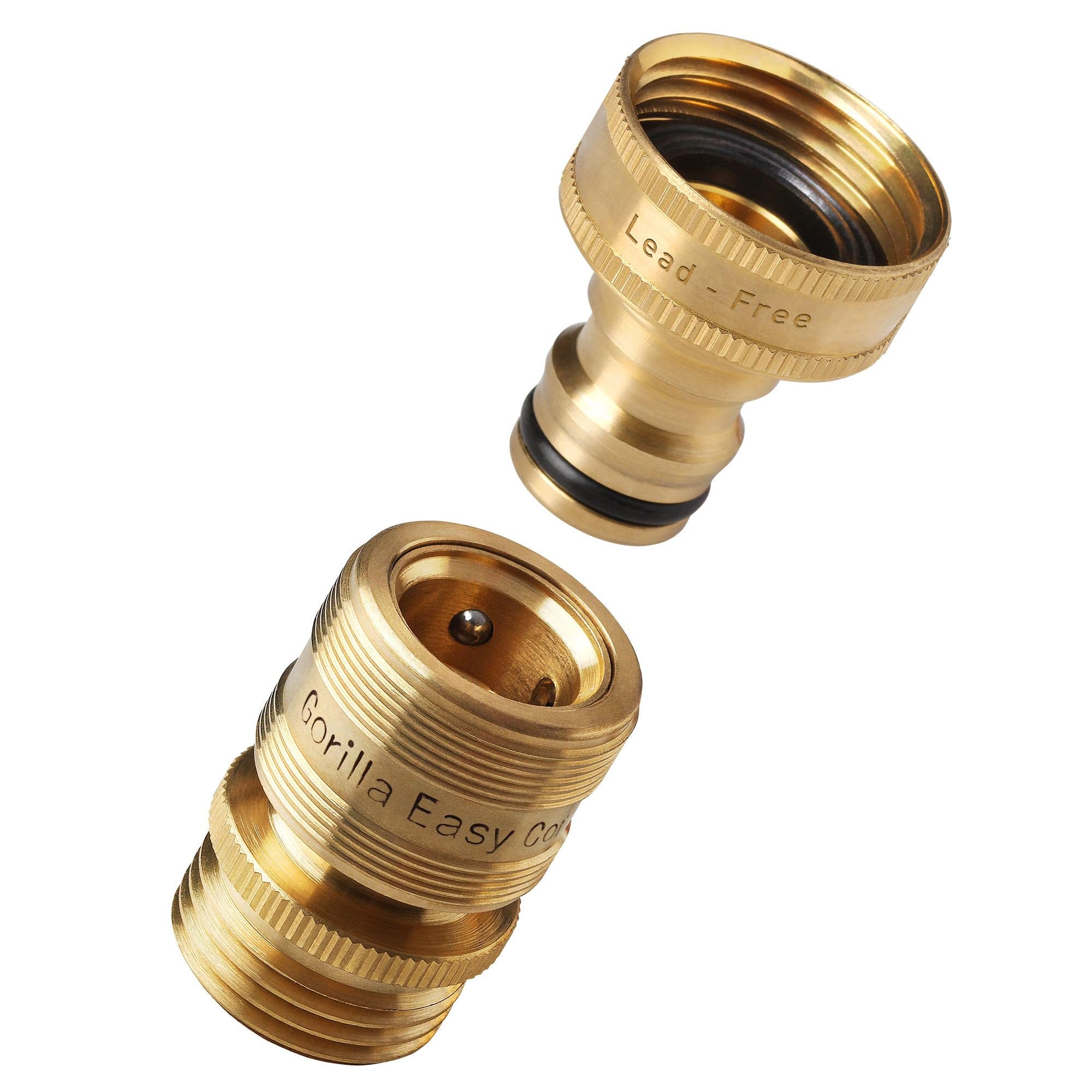 Gorilla Easy Connect Brass Low Lead Locking Garden Hose Quick Connect Fittings ¾ Inch Ght Solid Leak Proof To 200 Psi Heavy Duty