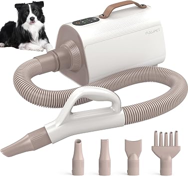 Dog Dryer, LED Smart Dog Hair Dryer, 4-in-1 High Velocity Blow Dryer for Dogs, Dog Blow Dryer with Adjustable Temperature and Air Speed, Pet Grooming Dryer for Home Pet Salon