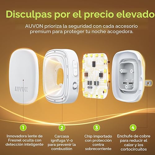Miniatura 6 de AUVON - Luz nocturna LED enchufable con retroiluminación y sensor de movimiento y sensor de atardecer a amanecer, luz nocturna regulable de luz