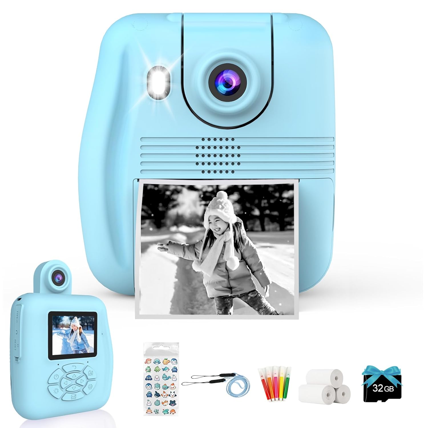 GOPIUPIU Kids Camera Instant Print – Instant Print Camera for Kids, Inkless Camera Instant Print, Kids Toddler Digital Video Cameras Kids Toys Christmas Birthday Gifts for Girls Boys