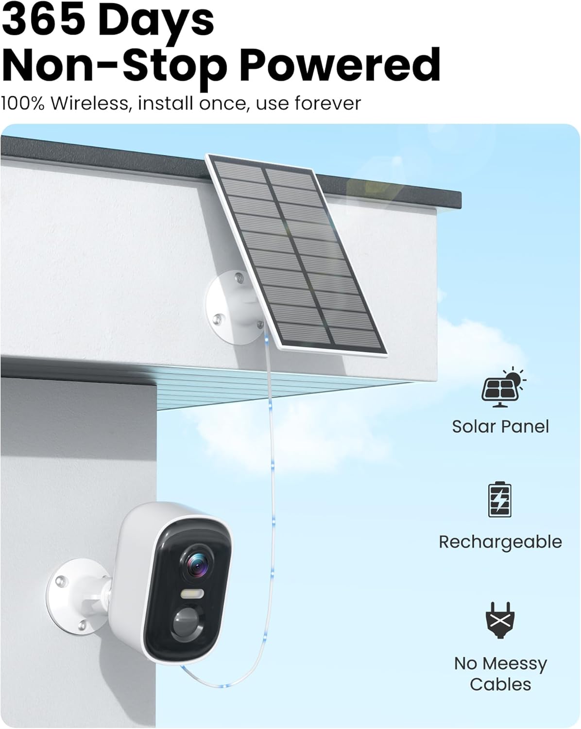 2K Security Cameras Wireless Outdoor, WiFi Cameras for Home Security with Solar Panel, Spotlight Color Night Vision, AI Motion Detection, Siren Alarm, 2-Way Talk, IP66, Cloud/SD Storage