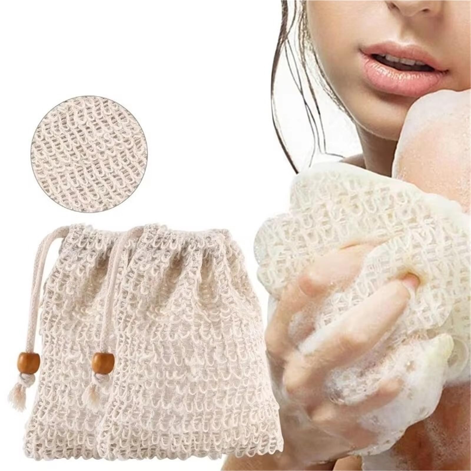 50 Stück Duschbad Sisal Seifenbeutel für Feste Seife