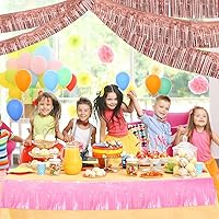 Vista 5 de BEISHIDA 3 paquetes de 9.1 metros de guirnalda de flecos de lámina metálica de oropel, serpentinas brillantes de color oro rosa para colgar