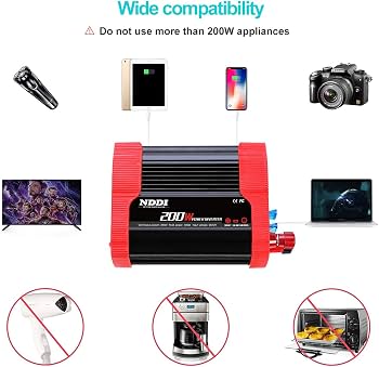 Amazon.com: NDDI POWER 200W Car Power Inverter | 12V DC to 110V AC
