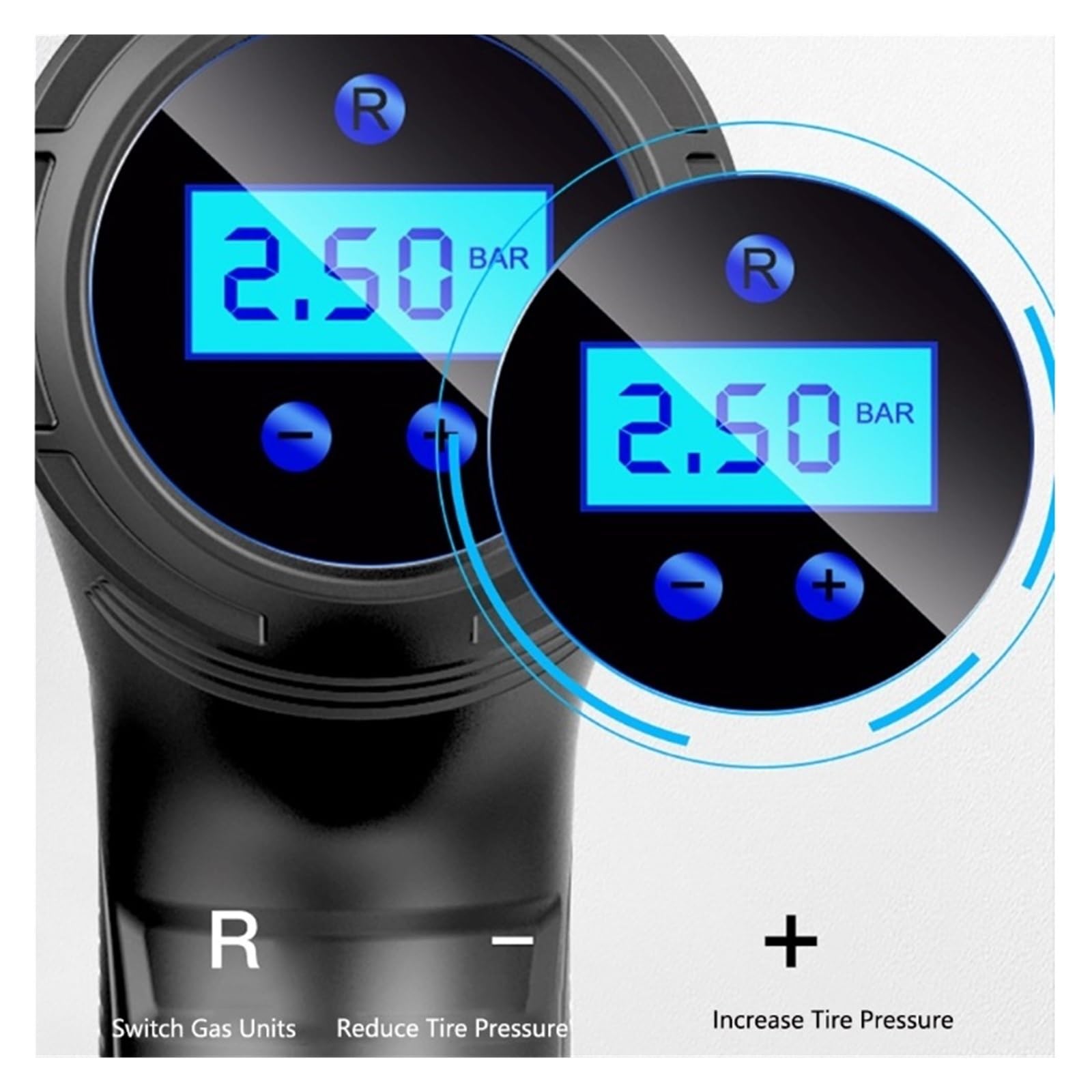 120W Ręczna Sprężarka Powietrza Bezprzewodowa/przewodowa Pompka Nadmuchiwana Przenośna Inflator Do Opon Cyfrowa Samochodowych Piłek Rowerowych Natychmiastowa Inflacja(Wired Digital)