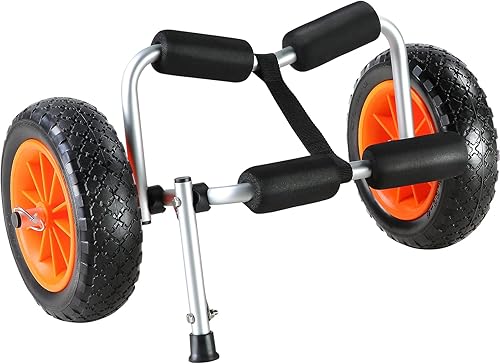 Miniatura 10 de VEVOR Kayak Cart, 250lbs Load Capacity, Foldable Kayak Dolly Aluminum Kayak Wheels with 10'' Solid Tires for Kayaks Carrier Canoes Paddleboard Kayak