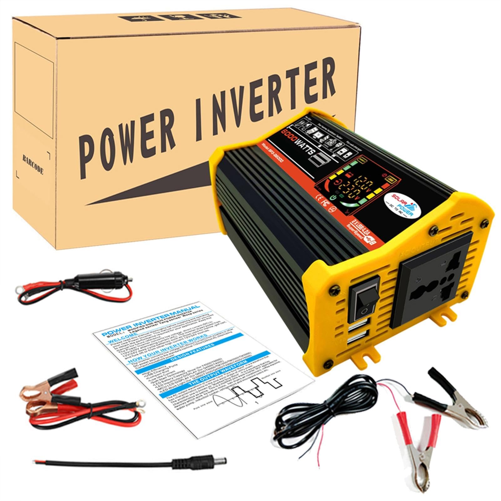 De Energía Solar | Kit De Inicio De Paneles Solares Con Inversor Y Paneles Solares | Módulo fotovoltaico Monocristalino De Alta Eficiencia Para El Hogar, Camping, Barcos, Caravanas,