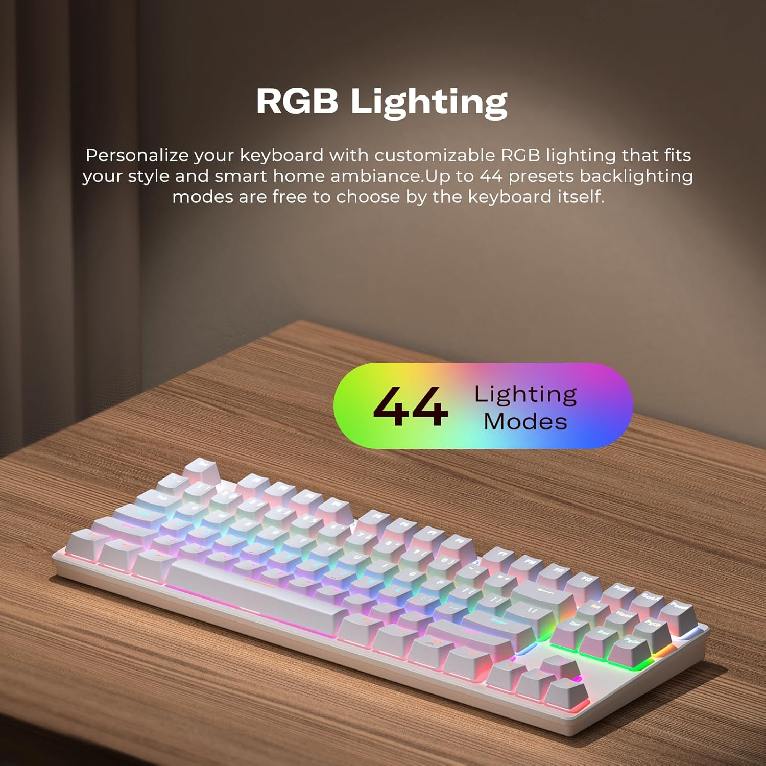 THIRDREALITY Smart Mechanical Keyboard MK1, Matter Over WiFi, 87-Key Wired Gaming Keyboard/USB-A, 44 Customizable RGB Lighting, Work with Home Assistant, SmartThings, Apple Home (White)