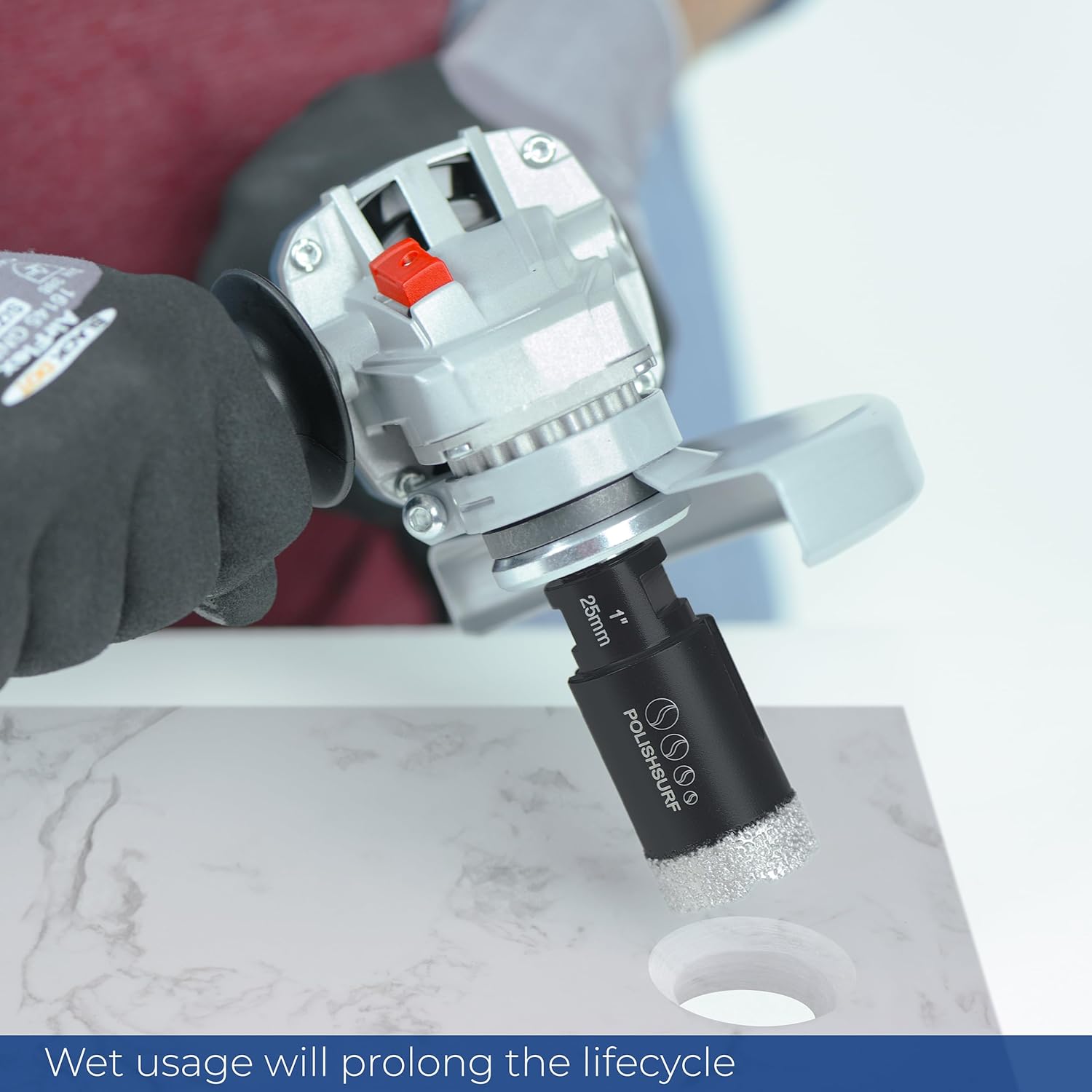 ドライダイヤモンドタイルドリルビット1インチ(25mm)ダイヤモンドホールソーコアドリルビットアダプター付きコンクリート大理石磁器セ