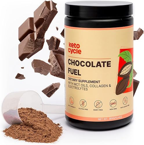 Keto Cycle - Proteína de colágeno en polvo con aceites MCT y electrolitos en polvo sabor a chocolate Keto Food sin gluten y sin lácteos ideal en
