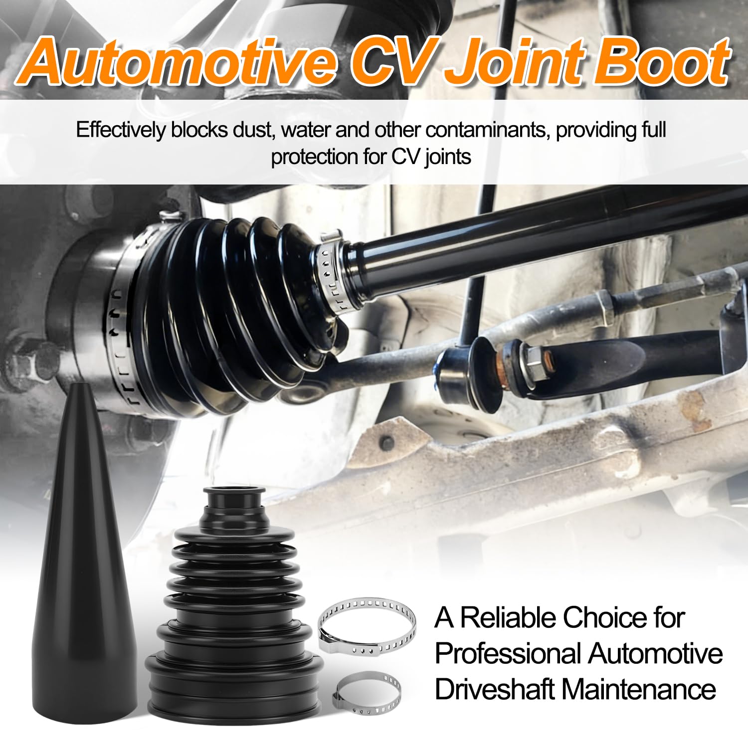 Soufflet de Cardan Universel Cache-poussière pour Joint Homocinétique avec Collier de Serrage Inox Cone Soufflet Cardan Avant Droit Adapté à la Plupart des Opérations d'Entretien Automobile - 4