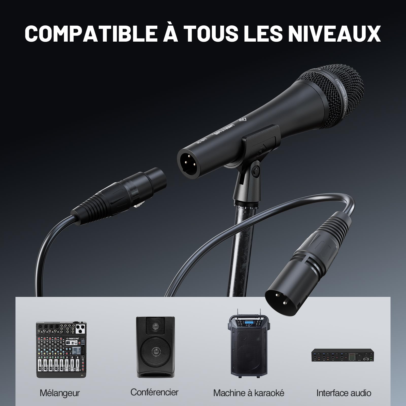 Phenyx Pro Micro Vocal Dynamique Supercardioïde XLR PM-26