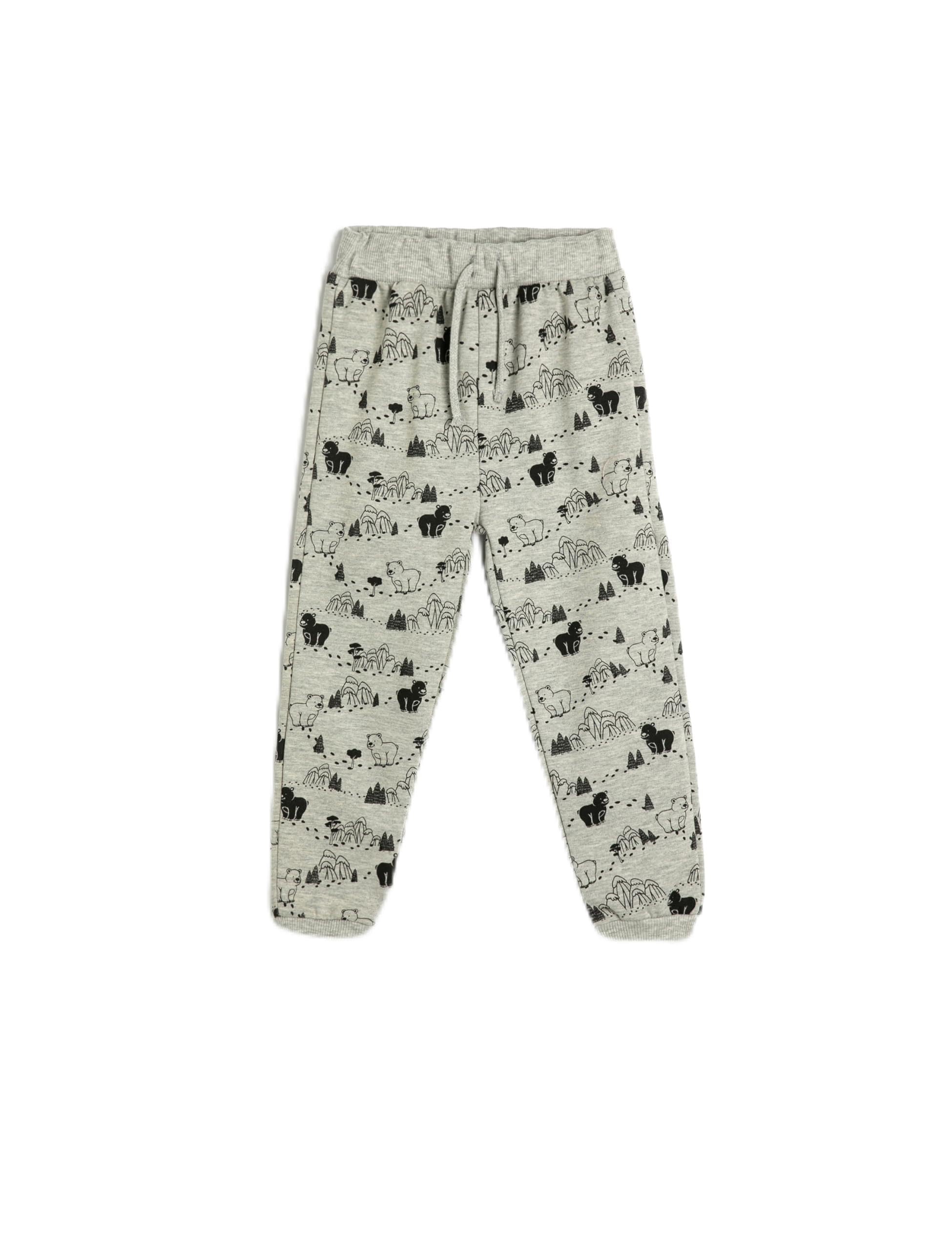 Koton Jogger Sweatpants Teddy Bear Printed Drawstring Brushed Interior Pantalones de chándal para Niños