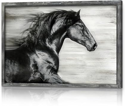 Black Horse Wall Art Framed