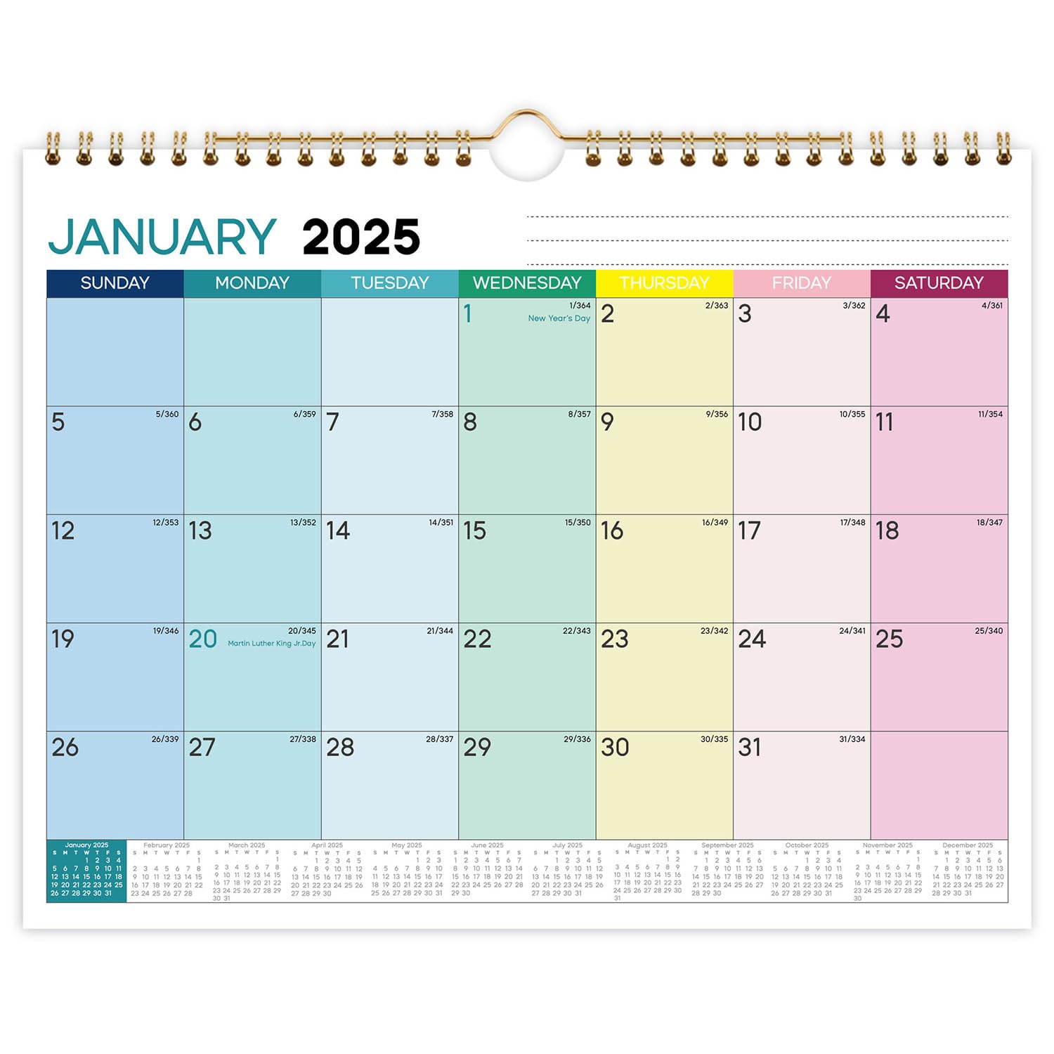 Tujibeay Wall Calendar Wall Calendar 2025-2026 Monthly with Corner Protectors To-do List and Notes, Monthly Planner New Year Hanging English Calendar Large Monthly Calendar for Home Office